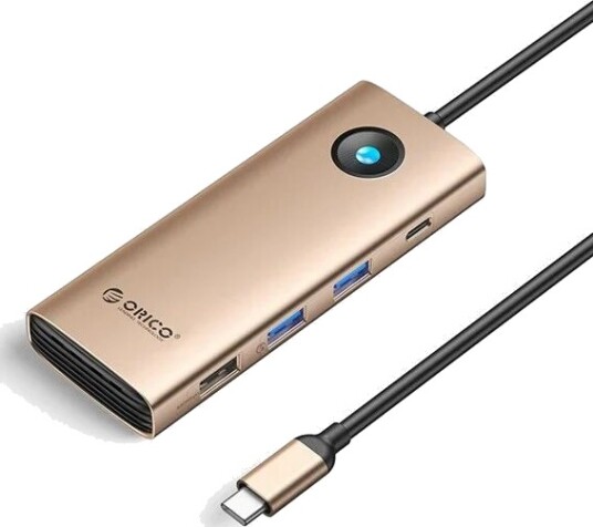 ORICO PW11 8-i-1 USB-C 3x USB-A USB-C 3.0 HDMI 4K VGA Gigabit Ethernet PD 100 W roségull PW11-8PC-RG-EP