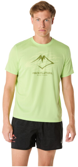 Asics Men"s Fujitrail Logo Short Sleeve Top Lime Green/huddle Yellow/cactus XS Asics Men"s Fujitrail Logo Short Sleeve Top Lime Green/huddle Yellow/cactus XS