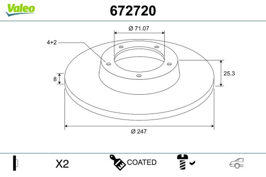 Bremseskive VALEO 672720