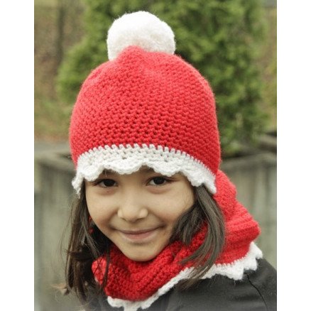 Santa's Favorite by DROPS Design Lue og Hals Hekleoppskrift str 3 12 år