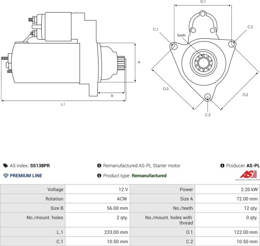 AS-PL S5138PR Starter