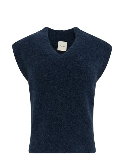 Calvin Klein Jeans Oversized Boucle Vest - Navy - XS