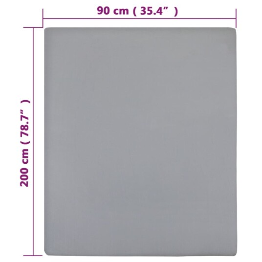 vidaXL Jerseylaken grå 90x200 cm bomull