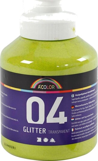 A Color Glitter Akrylmaling 500ml Limegrønn