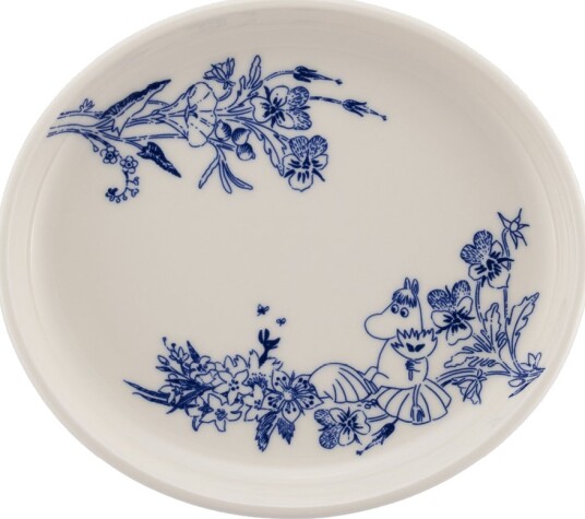 Moomin Arabia - Haru oval tallerken 16 cm mummi hvit/blå