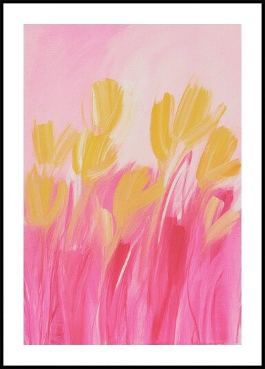 Flowers In Yellow and Pink Plakat Plakat / 100x150cm