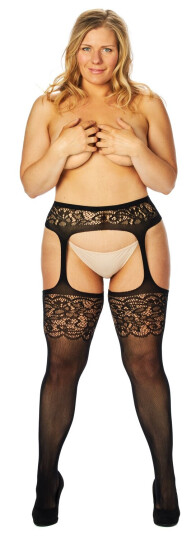 Nortie Sif Åpne Blonde Strømpebukser Plus Size    - Svart