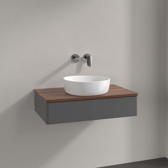 Villeroy & Boch Antao Servantskap med 1 skuff 80x50x19 cm m/lys Antrasitt/Valnøtt