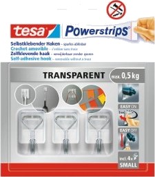 Tesa 58620 00003 00 Innendørs Redskapskrok Gjennomsiktig Metall Limstrimmel 0,5 Kg