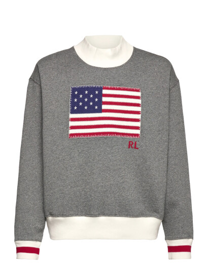 Ralph Lauren Kids Flag Fleece Mockneck Sweatshirt Grey 129-130