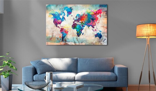 Tavle World Map: Colourful Madness 120X80 Artgeist sp. z o. o.