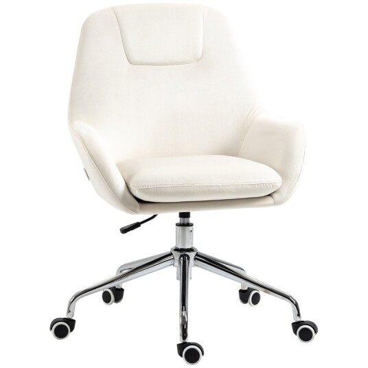 Ergonomisk kontorstol Retro Design Velvet Cream White