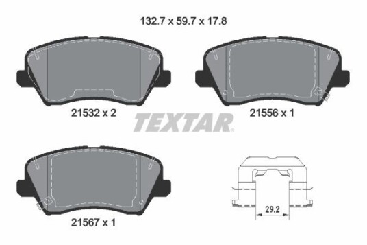 Bremseklosser TEXTAR 2153201 Bremseklosser TEXTAR 2153201