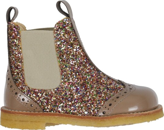 Angulus Støvler Chelsea Nougat/Multi m. Glitter Angulus 30 Støvler Beige Brun