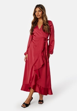 Happy Holly Emmie Maxi LS Dress Dark red 32/34