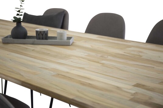 Venture Design Bali & Polar spisegruppe Natur/grå 6 st stoler & bord 200 x 90 cm