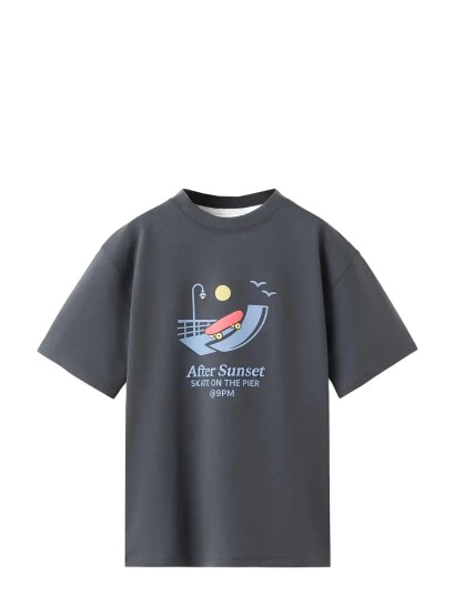Mango Printed Cotton Blend T Shirt Grey 11 12 Mango Printed Cotton Blend T Shirt Grey 11 12