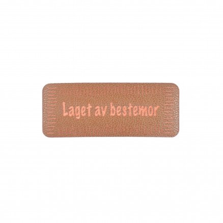 Diverse Norsk Label Laget av Bestemor Imitert lær Brun 5x2cm 1 stk