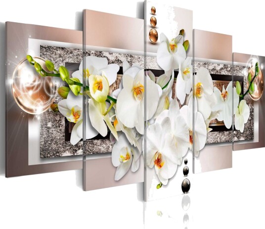 Bilde White Abstract Orchid 100x50 Artgeist sp. z o. o.