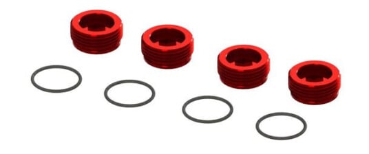 Arrma 320467 Aluminum Front Hub Nut Red 4 with O-Rings