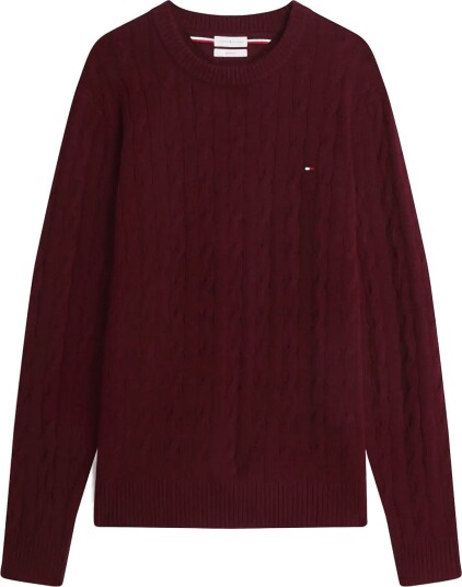Tommy Hilfiger Lambswool Cable Crew BURGUNDY HEATHER M Tommy Hilfiger Lambswool Cable Crew BURGUNDY HEATHER M