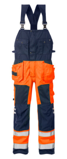 Fristads Hängslebyxa 1014 Plu, Klass 2 Varsel Orange/marinblå C58