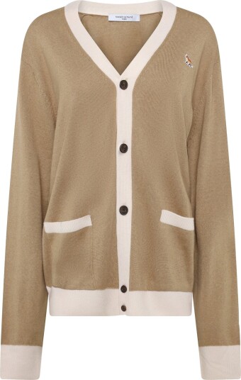 Maison Kitsune Baby Fox Patch Bi Color Classic Cardigan Beige XS