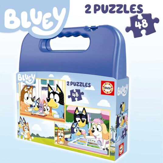 Educa Bluey Puzzle Carry Case 2 Puzzles 48 Pieces Each On-the-Go Fun!