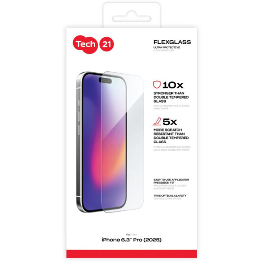 Tech21 FlexGlass Ultra Klart Deksel for iPhone 17 Pro Transparent