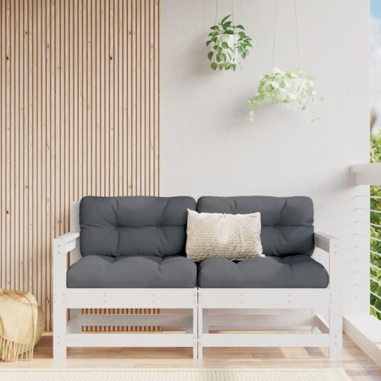 Utendørs hjørnesofaer 2 stk hvit heltre furu 825507