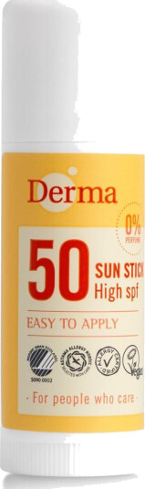 Derma Solstift SPF 50 - Vannfast Solkrem for Ansikt og Kropp, 18 ml Derma Solstift SPF 50 - Vannfast Solkrem for Ansikt og Kropp, 18 ml