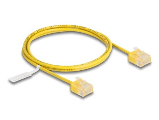 Delock Rj45 Nettverkskabel Cat.6 Utp Ultra Slim 1 M Gul Med Korte Plugger