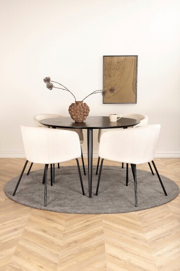 Venture Home Spisegruppe Dipp med 4 Berit spisestoler Svart Venture Home Spisegruppe Dipp med 4 Berit spisestoler Svart