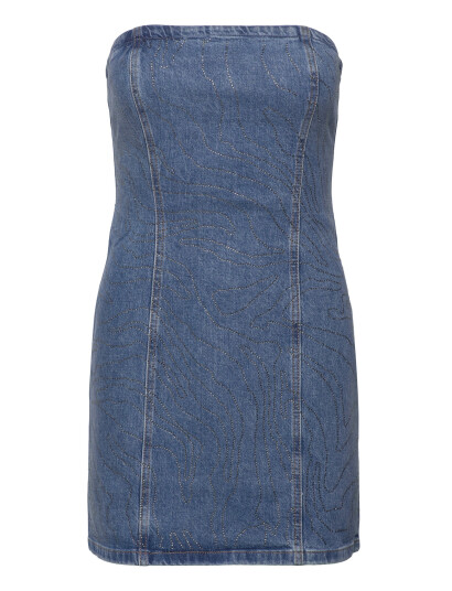 ROTATE Birger Christensen Rhinestone Denim Dress - Blue - 40