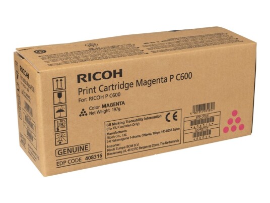 Ricoh - Magenta - Original - Tonerpatron Alternativ For: Ricoh 408316 - For P C600 Ricoh - Magenta - Original - Tonerpatron Alternativ For: Ricoh 408316 - For P C600