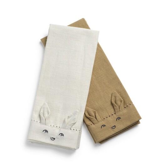 Elodie Details Baby Napkins 2Pcs - Lily White / Warm Sand - Beige - ONE SIZE