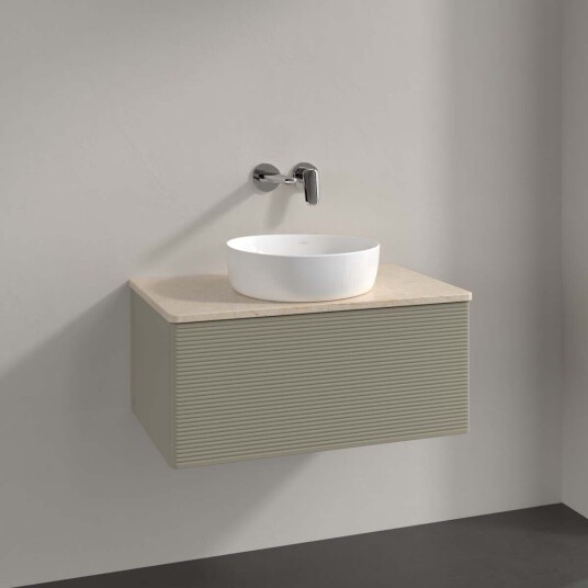 Villeroy & Boch Antao Servantskap med 1 skuff 80x50x36 cm u/lys Steingrå/Crème