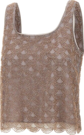 ROTATE Birger Christensen Scallop Sequin Top   Grey   40