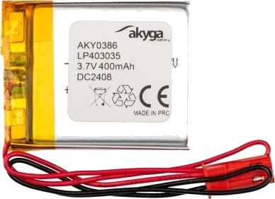 Akyga Aky0386 Batteri Sølv Lithium-Ion Li-Ion 400 Mah 3,7 V 30 Mm AKY0386
