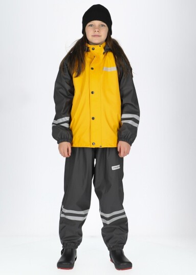 Swedemount Rusk Fleece Rain Set Jr Mustard Yellow/Charcoal 100 Regnjakker