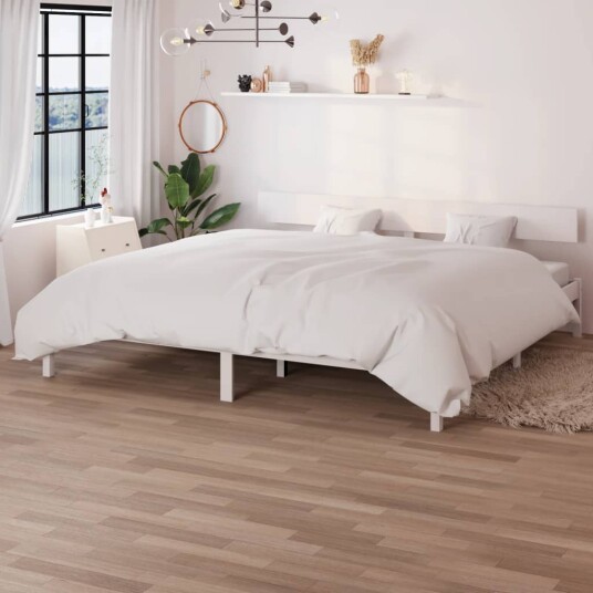 vidaXL Sengeramme hvit heltre furu 180x200 cm UK Super King