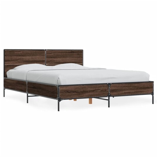  Sengeramme brun eik 140x190 cm konstruert tre og metall 8721102613326