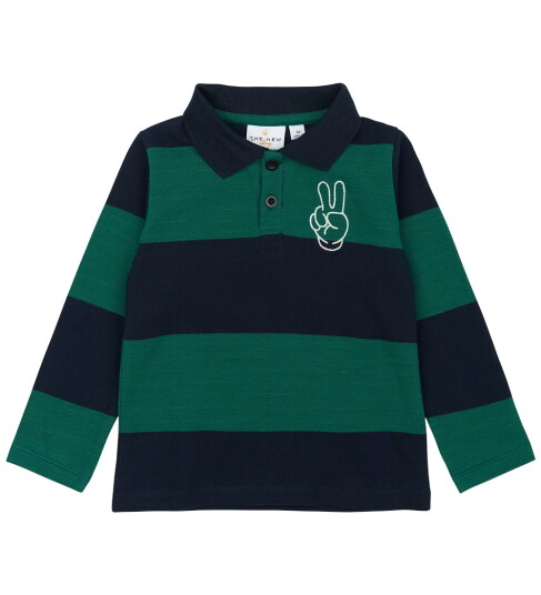 THE NEW Siblings Navy Blazer Striped Pinon L_S Pique Polo 98