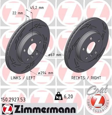 Bremseskive ZIMMERMANN 150.2927.53 Bremseskive ZIMMERMANN 150.2927.53