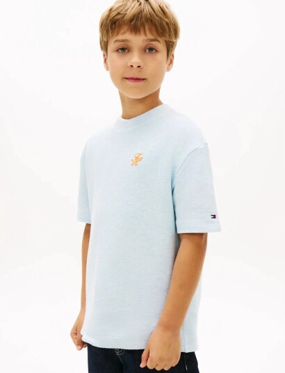 Tommy Hilfiger Th Script Jersey Twill T Shirt   Blue   140
