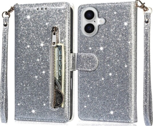 Trolsk Lommebokdeksel Glitter (iPhone 16) Sølv