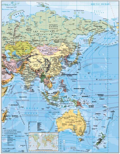 Asia veggkart 119x97cm Asia veggkart 119x97cm