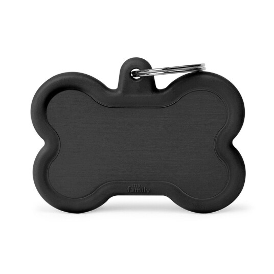 Myfamily Hushtag Collection Id Tag-Aluminium Med Plast Kant Sort/Sort