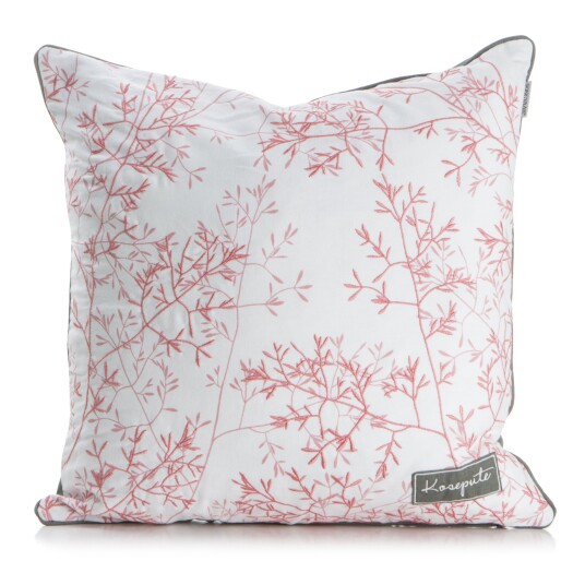Songvaar® Pute hvit bunn m/rosa broderte strå og grå bakside 50x50cm Songvaar® Pute hvit bunn m/rosa broderte strå og grå bakside 50x50cm