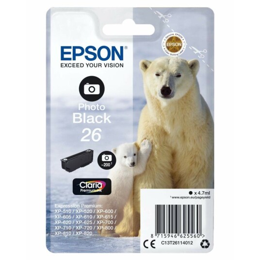 Epson Originale Blekkpatroner Epson 26 Svart Epson Originale Blekkpatroner Epson 26 Svart